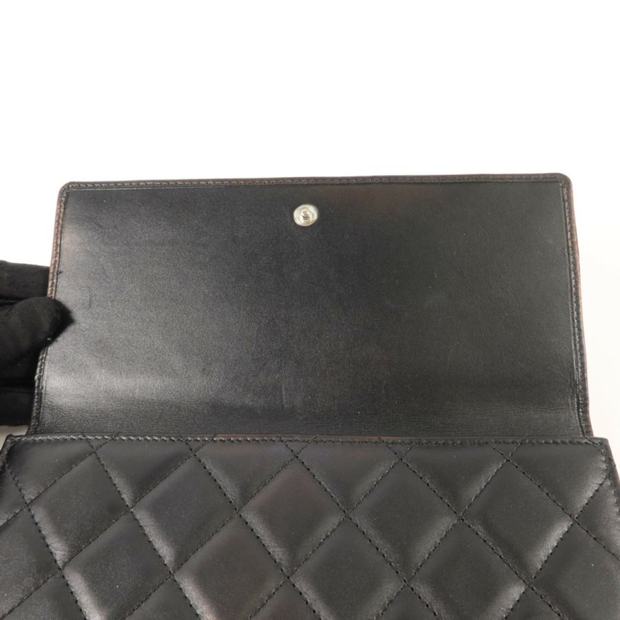 CHANEL 牛皮皮革Cambon Long Wallet長錢包-10