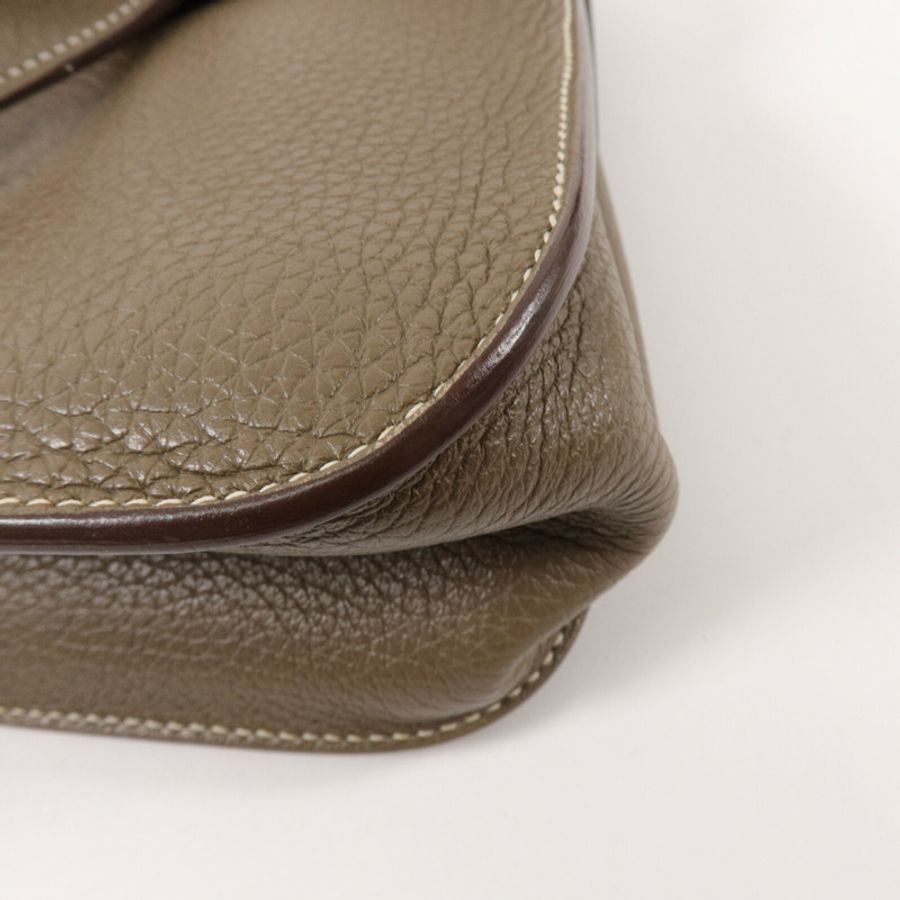 HERMES Clemence皮革Halzan 25手挽肩背兩用袋Etoupe-10