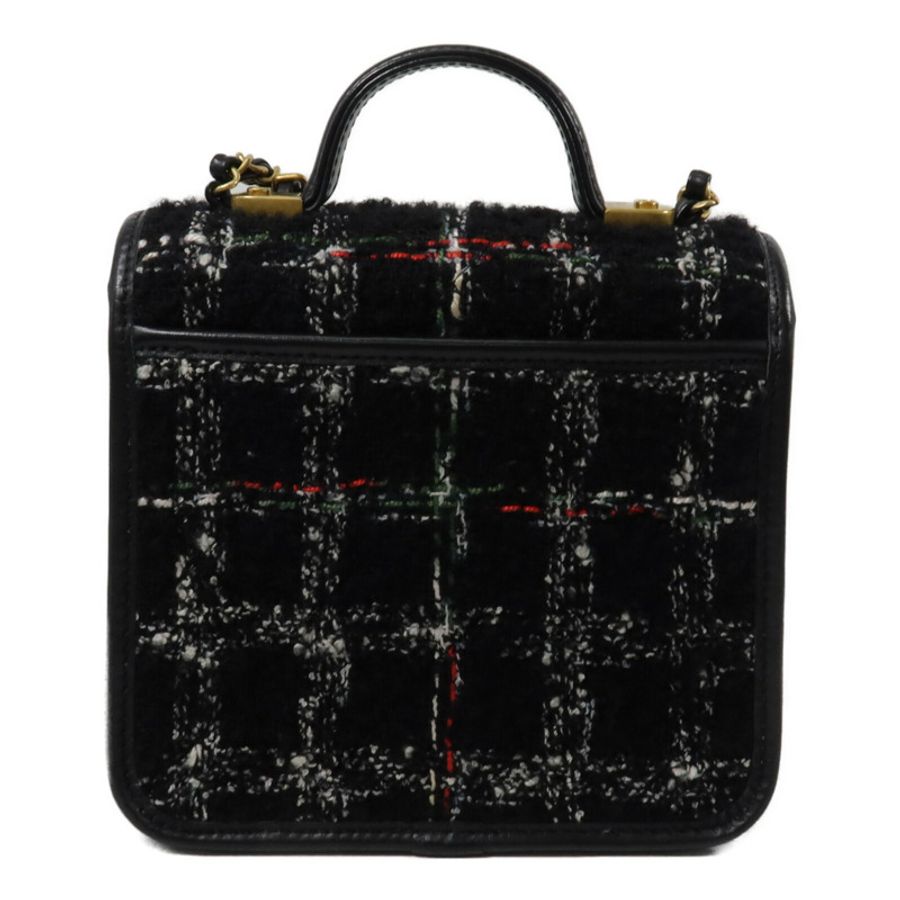 CHANEL Tweed/牛皮皮革Top Handle Flap Bag鏈帶手挽肩背兩用袋-2