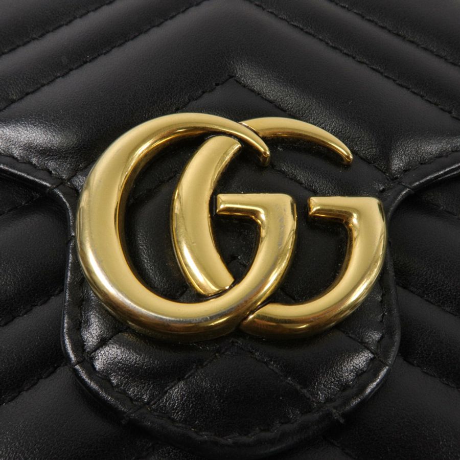 GUCCI 牛皮皮革GG Marmont鏈帶肩背袋-7