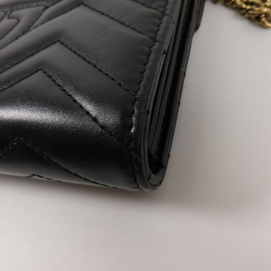 GUCCI 牛皮皮革GG Marmont鏈帶肩背袋-12