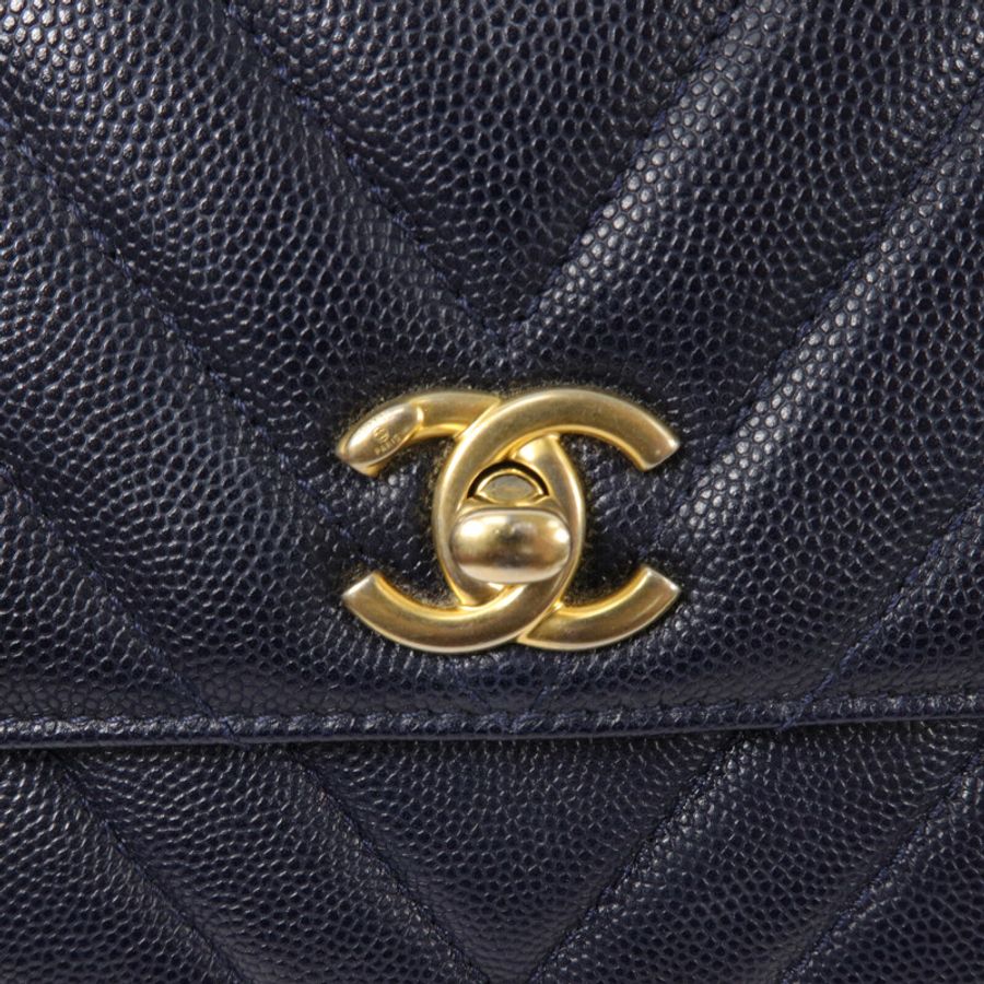 CHANEL 牛皮皮革Coco Handle鏈帶手挽肩背兩用袋-5