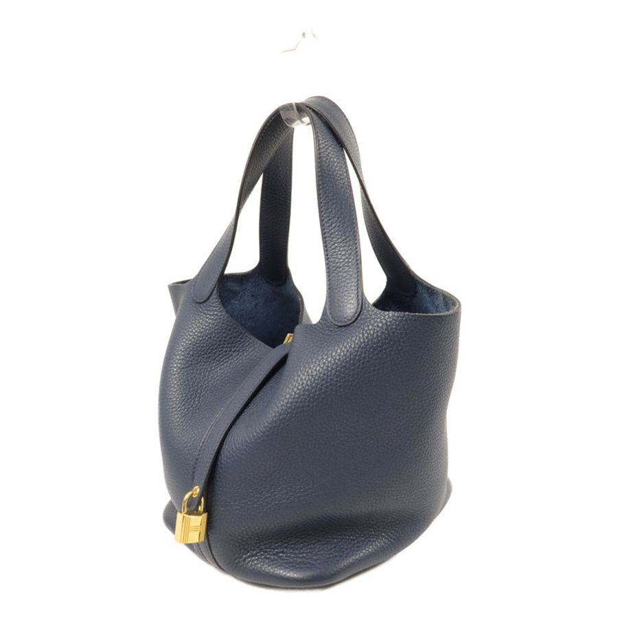HERMES Clemence皮革Picotin MM手挽袋Bleu De Prusse-1