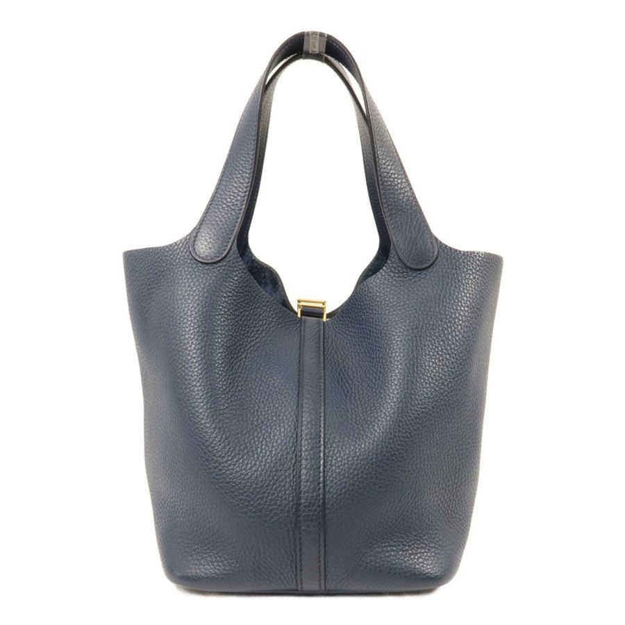HERMES Clemence皮革Picotin MM手挽袋Bleu De Prusse-2