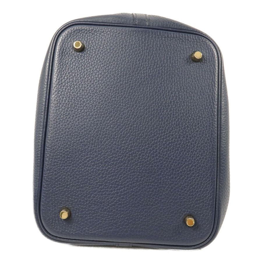 HERMES Clemence皮革Picotin MM手挽袋Bleu De Prusse-3