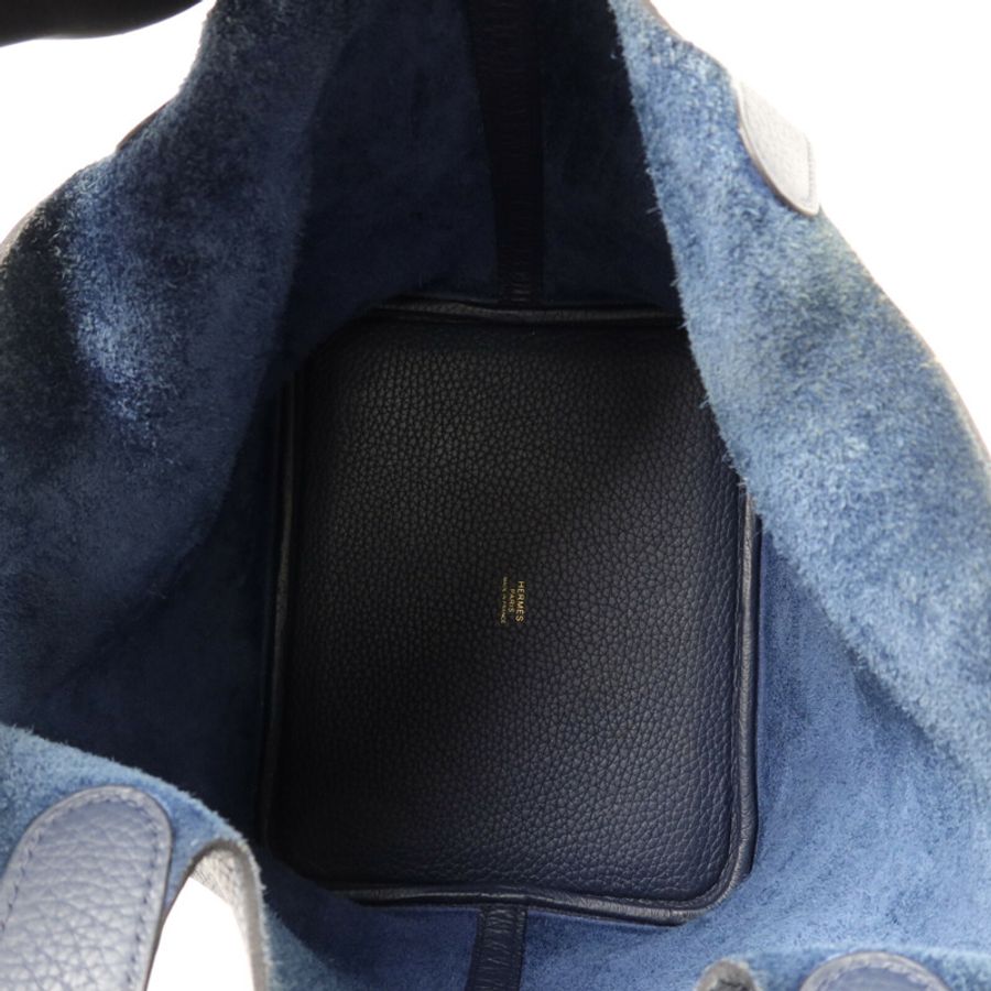 HERMES Clemence皮革Picotin MM手挽袋Bleu De Prusse-4