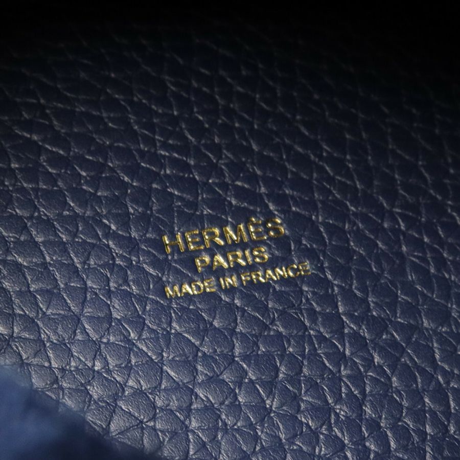 HERMES Clemence皮革Picotin MM手挽袋Bleu De Prusse-5