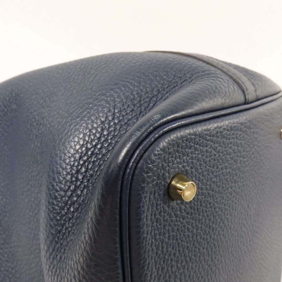 HERMES Clemence皮革Picotin MM手挽袋Bleu De Prusse-9