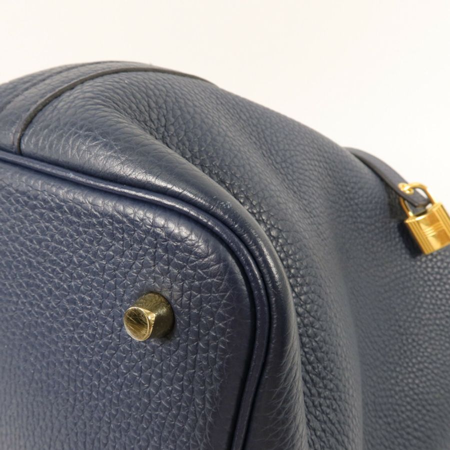 HERMES Clemence皮革Picotin MM手挽袋Bleu De Prusse-10