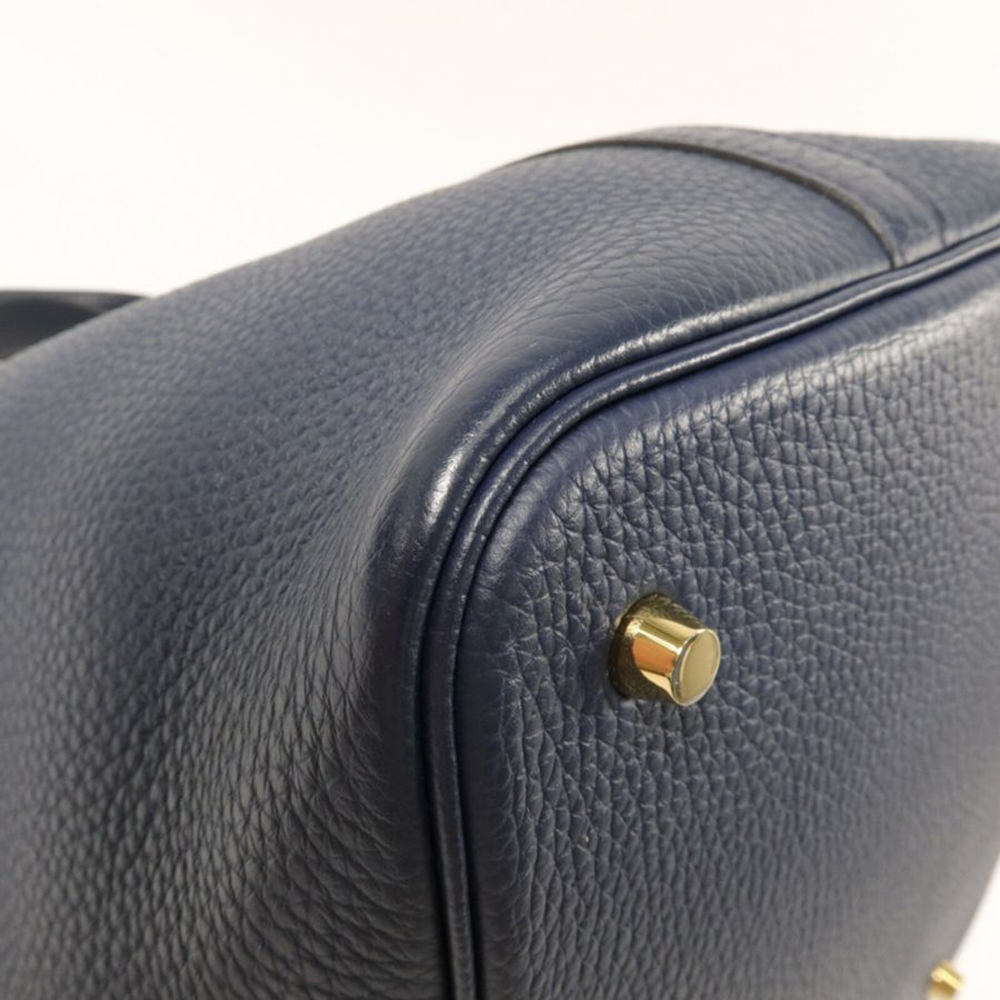 HERMES Clemence皮革Picotin MM手挽袋Bleu De Prusse-11