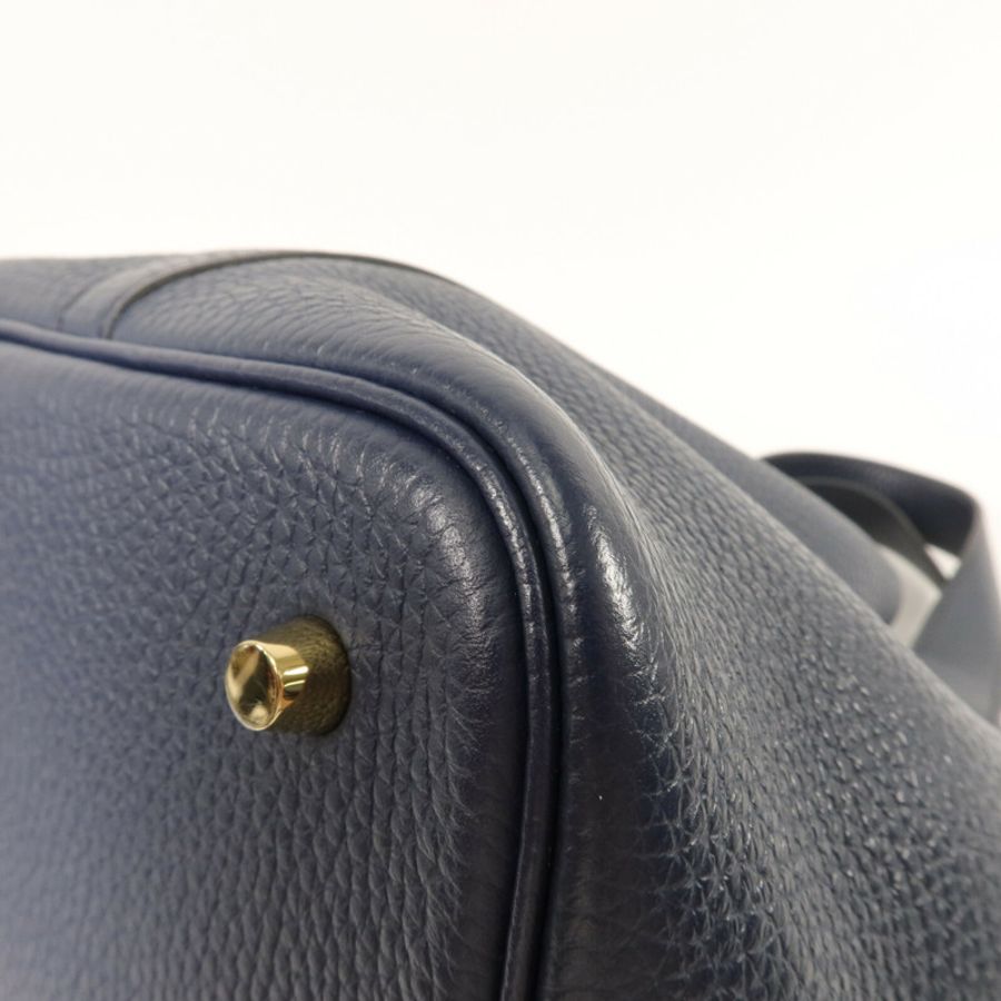 HERMES Clemence皮革Picotin MM手挽袋Bleu De Prusse-12