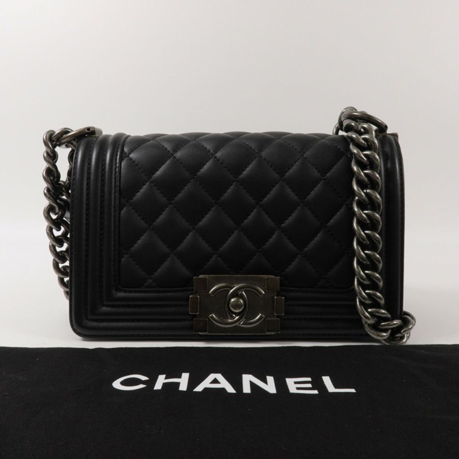 CHANEL 羊皮皮革Boy 20鏈帶肩背袋-9