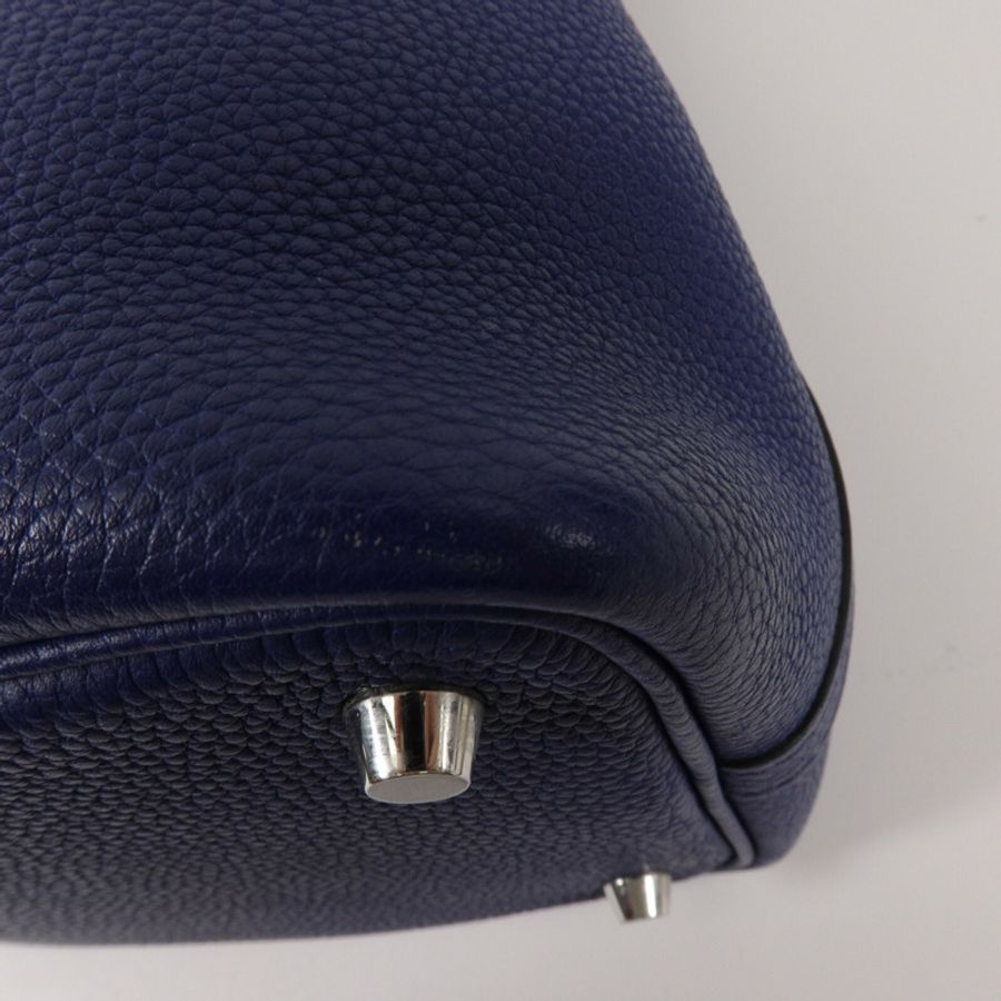 HERMES Clemence皮革Picotin PM手挽袋Marine-12