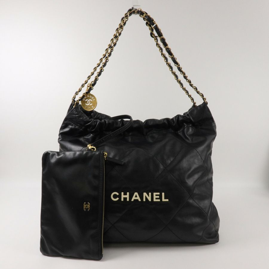 CHANEL 牛皮皮革Chanel 22 Medium鏈帶肩背袋-11