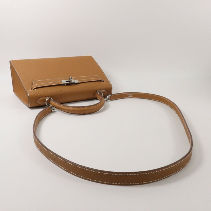 HERMES Epsom皮革Kelly 25手挽肩背兩用袋Gold-9
