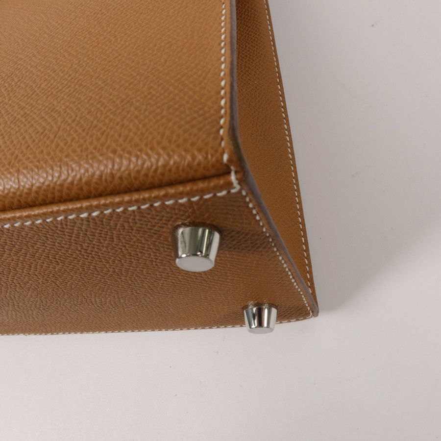 HERMES Epsom皮革Kelly 25手挽肩背兩用袋Gold-12