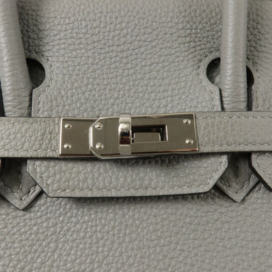 HERMES Clemence皮革Birkin 25手挽袋Gris Mouette-6
