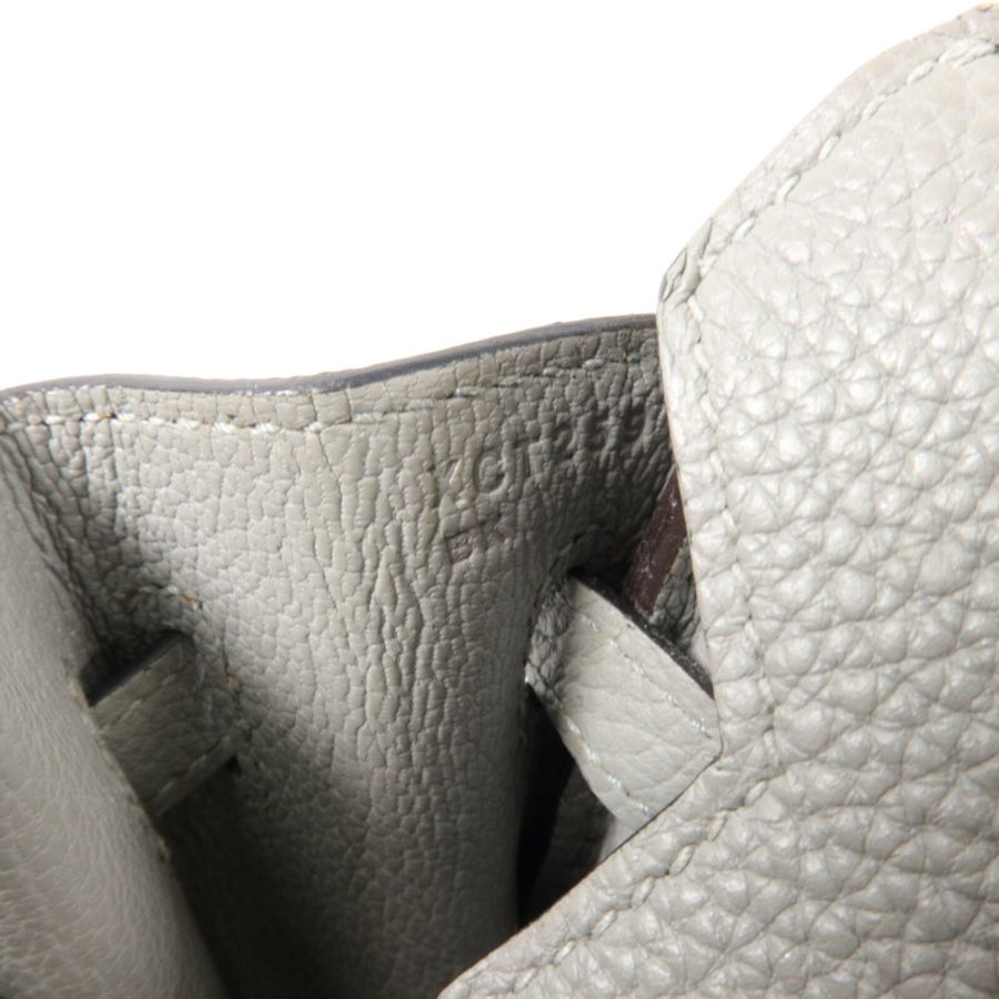 HERMES Clemence皮革Birkin 25手挽袋Gris Mouette-7