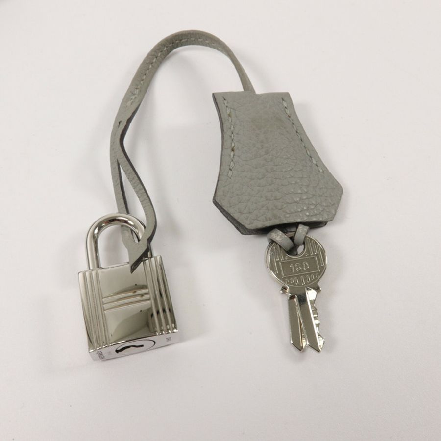 HERMES Clemence皮革Birkin 25手挽袋Gris Mouette-8