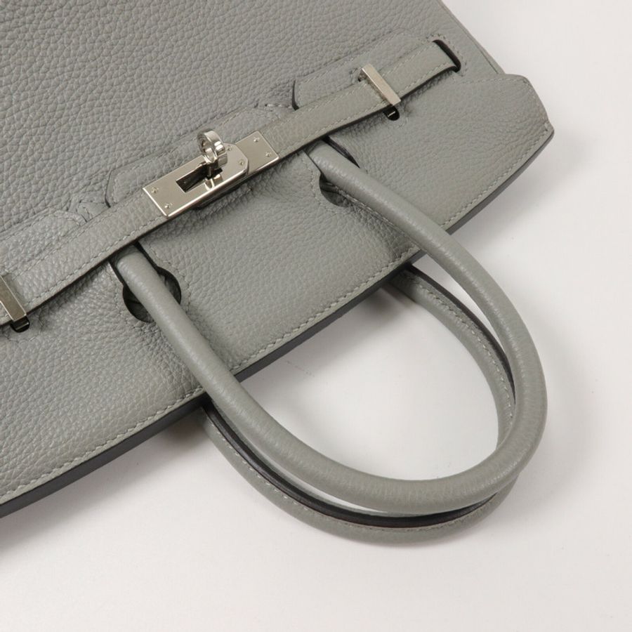 HERMES Clemence皮革Birkin 25手挽袋Gris Mouette-9