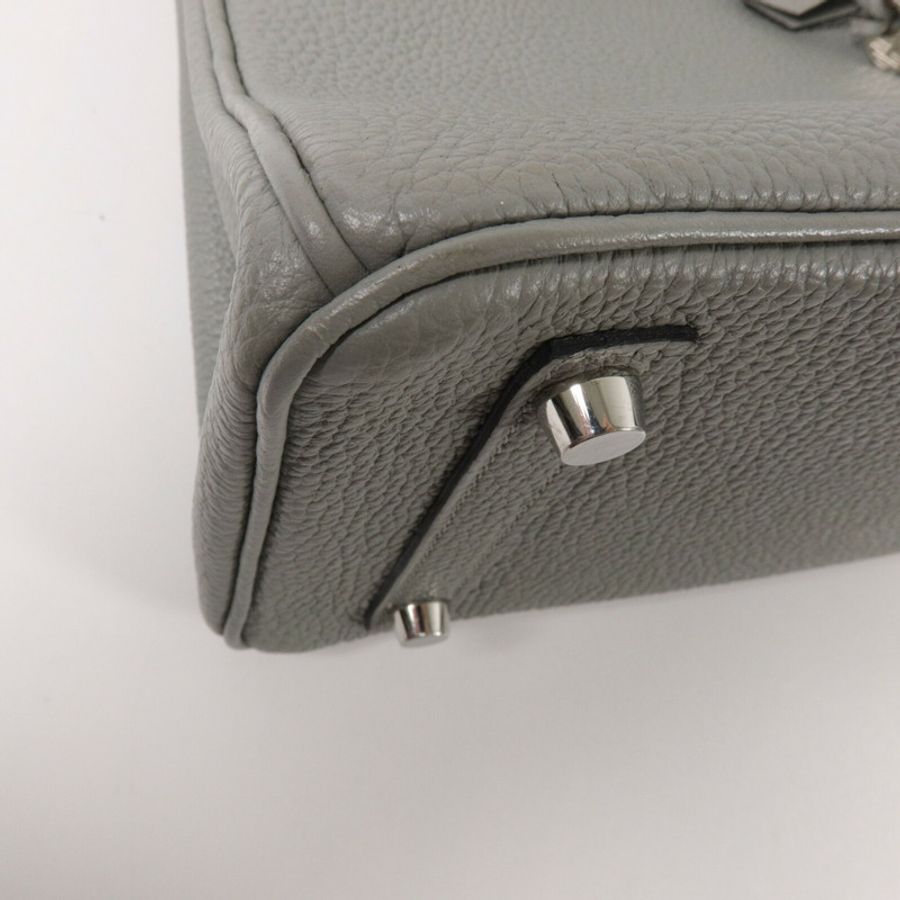 HERMES Clemence皮革Birkin 25手挽袋Gris Mouette-11