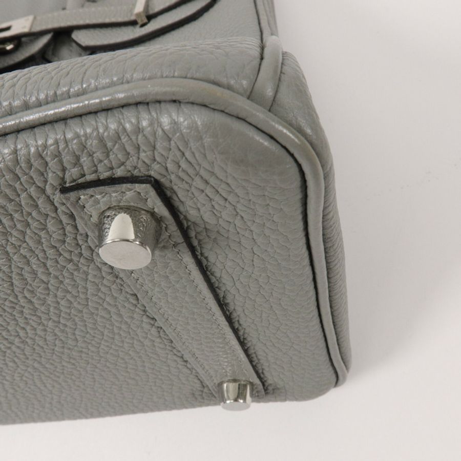 HERMES Clemence皮革Birkin 25手挽袋Gris Mouette-12