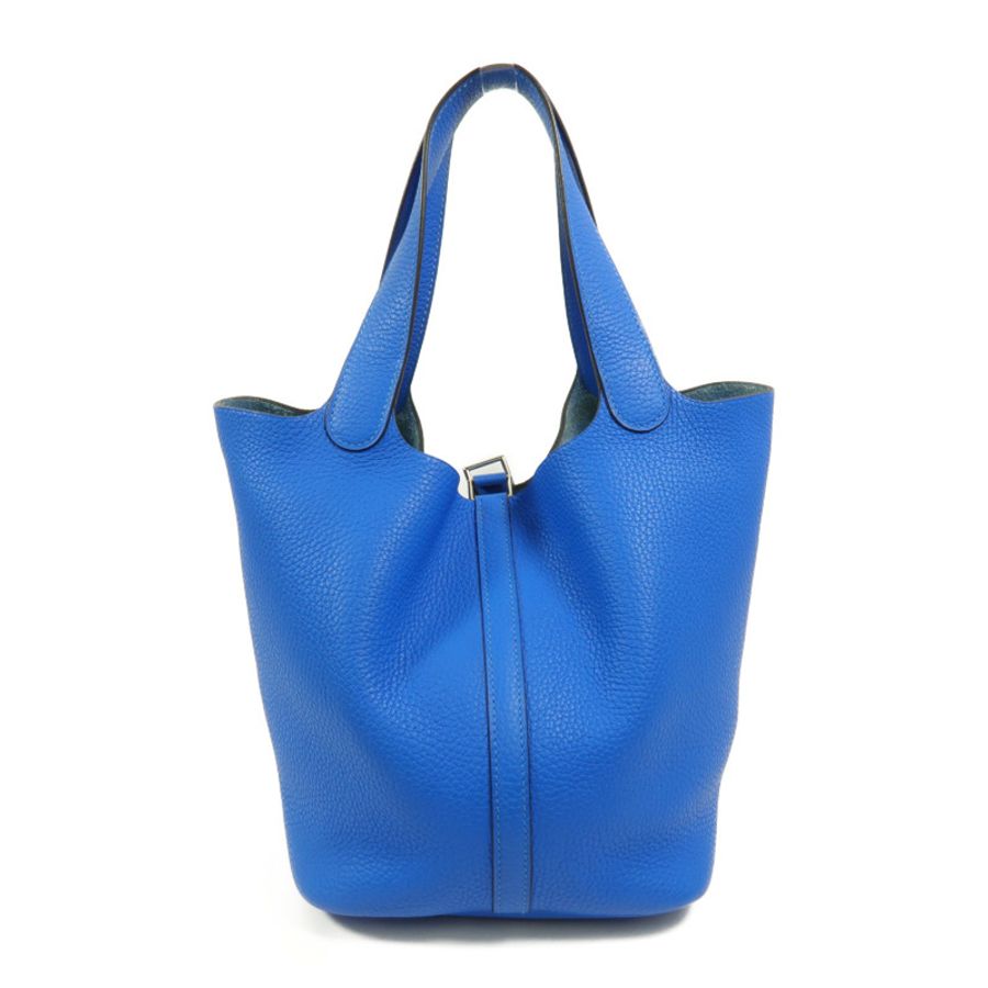 HERMES Clemence皮革Picotin MM手挽袋Bleu Hydra-1