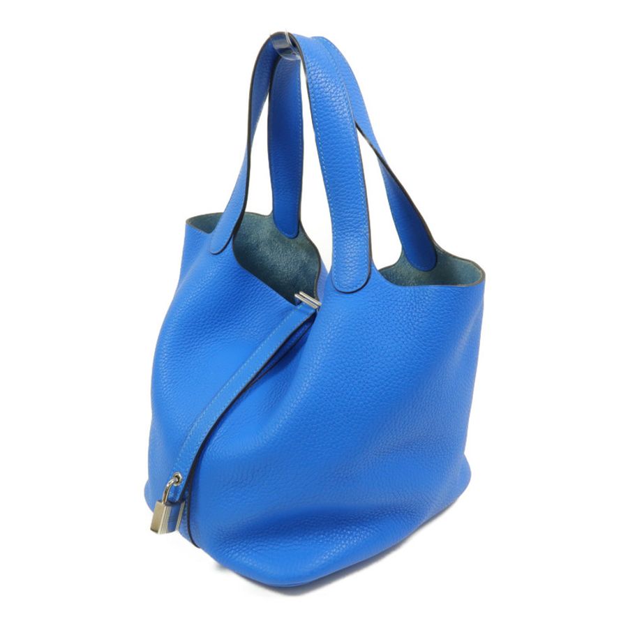 HERMES Clemence皮革Picotin MM手挽袋Bleu Hydra-2