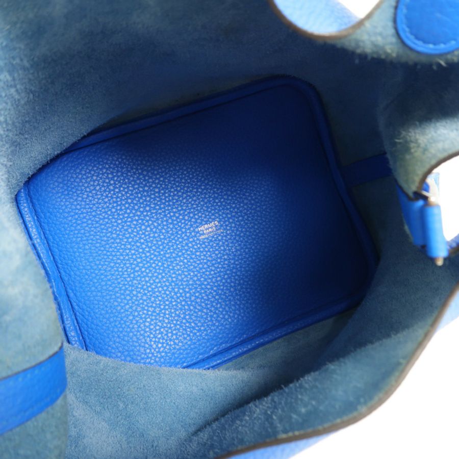 HERMES Clemence皮革Picotin MM手挽袋Bleu Hydra-4