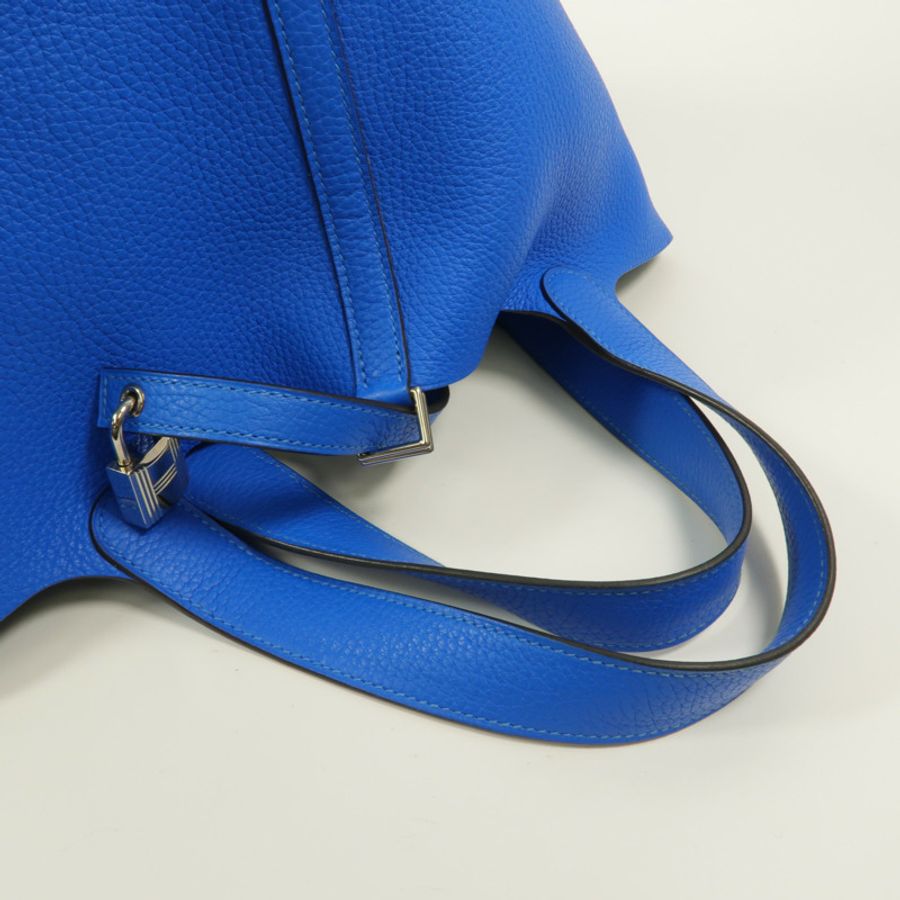 HERMES Clemence皮革Picotin MM手挽袋Bleu Hydra-7