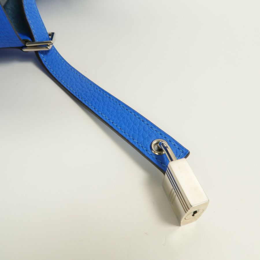 HERMES Clemence皮革Picotin MM手挽袋Bleu Hydra-8