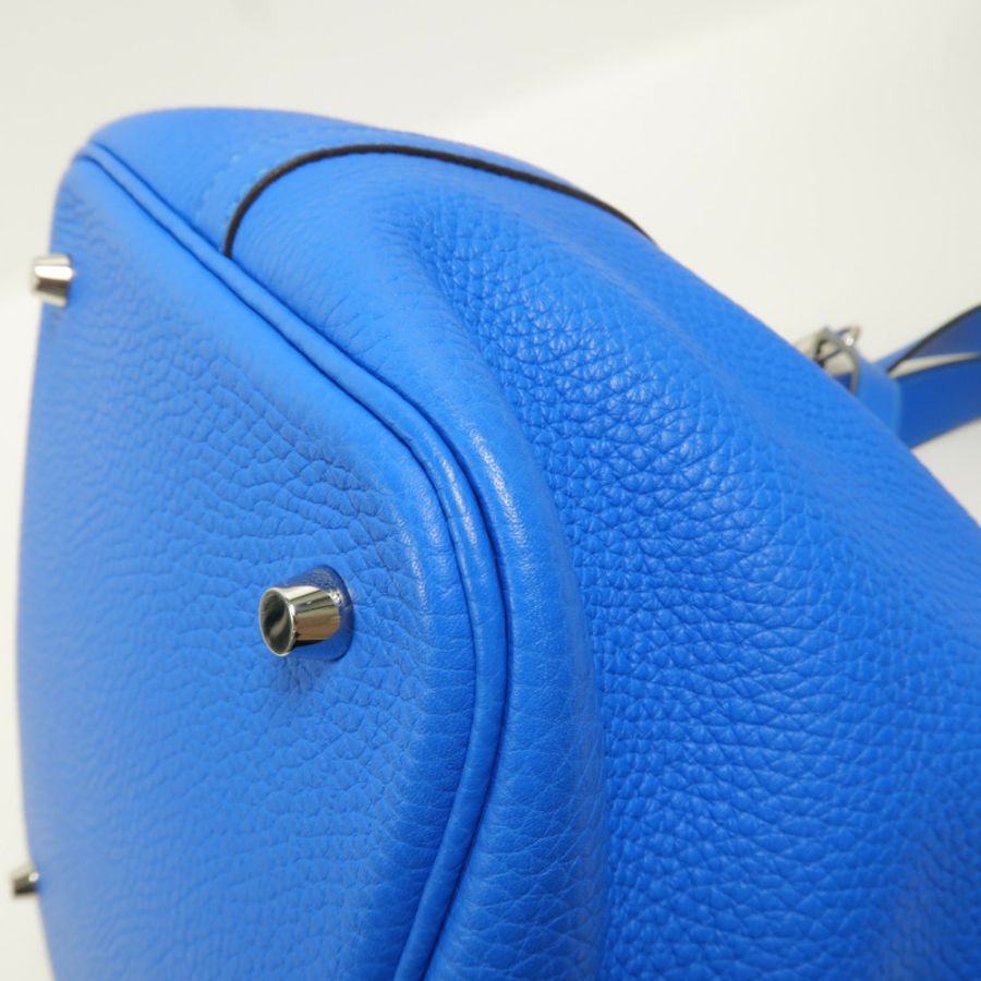 HERMES Clemence皮革Picotin MM手挽袋Bleu Hydra-11