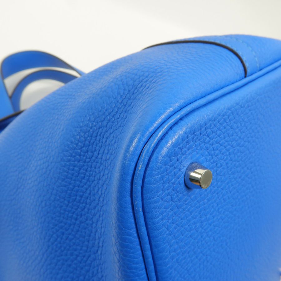HERMES Clemence皮革Picotin MM手挽袋Bleu Hydra-12
