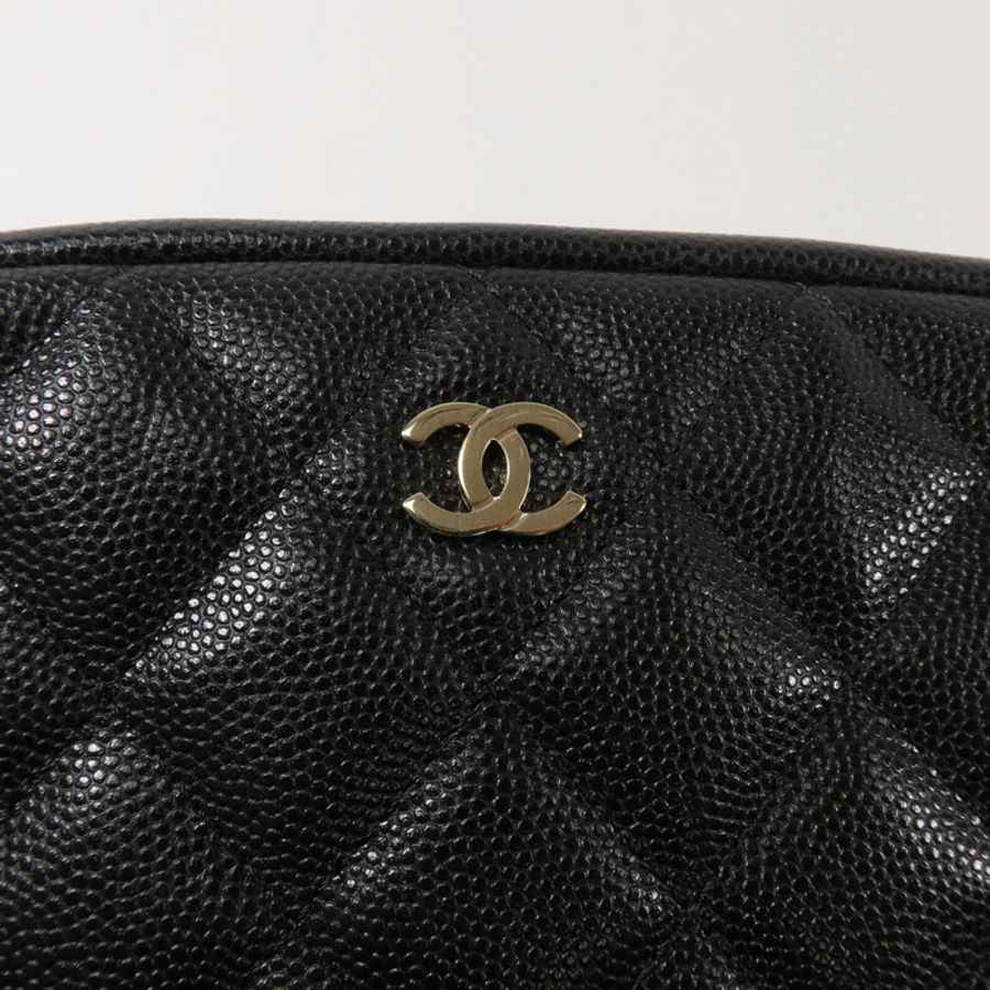 CHANEL 牛皮皮革Double Zip Cosmetic Pouch手提包-6