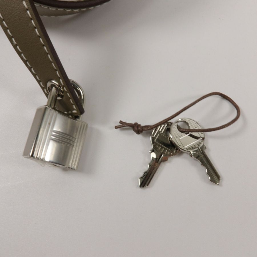 HERMES 帆布/Swift皮革Picotin PM手挽袋Etoupe-7