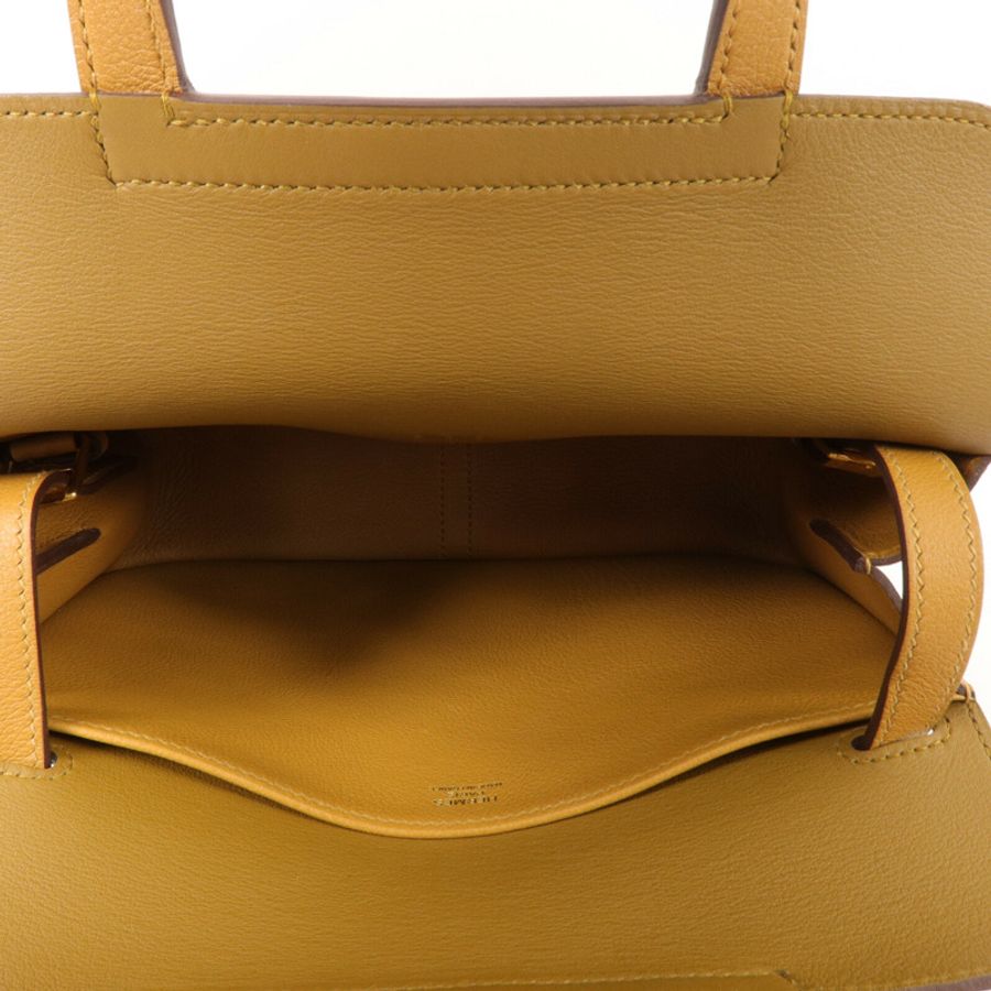 HERMES Evercolor皮革Halzan 25手挽肩背兩用袋Caramel-4