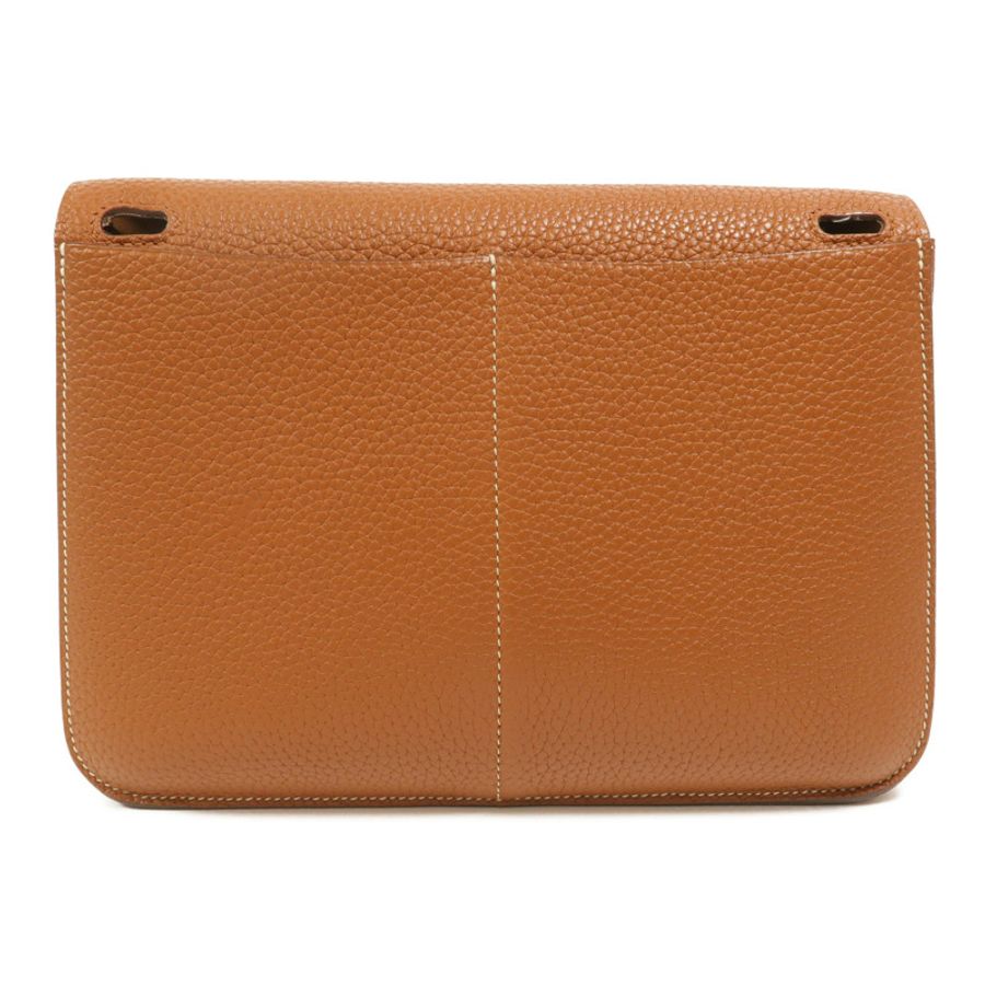 HERMES Clemence皮革Halzan 25手挽肩背兩用袋Gold-1