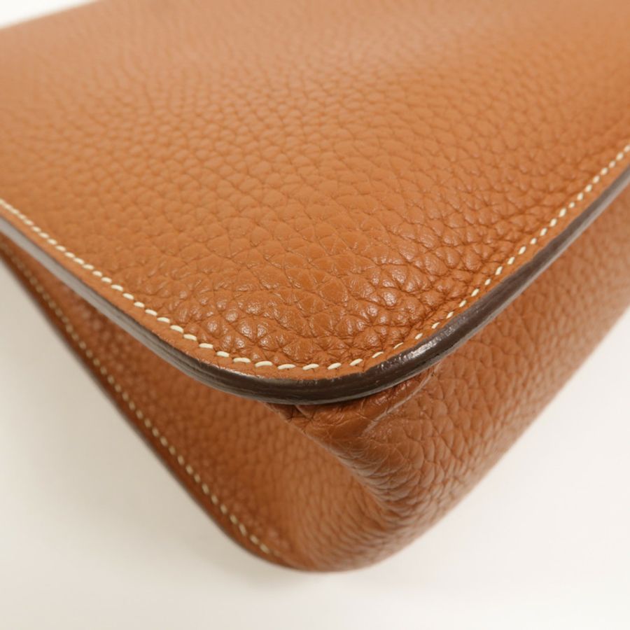 HERMES Clemence皮革Halzan 25手挽肩背兩用袋Gold-12