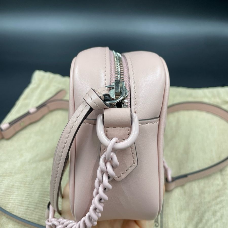 古馳/Gucci粉色GG Marmont系列相機斜挎包 18*11.5-4
