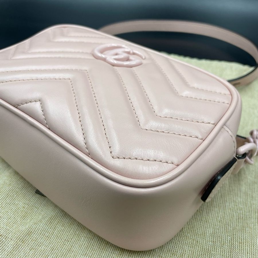 古馳/Gucci粉色GG Marmont系列相機斜挎包 18*11.5-6