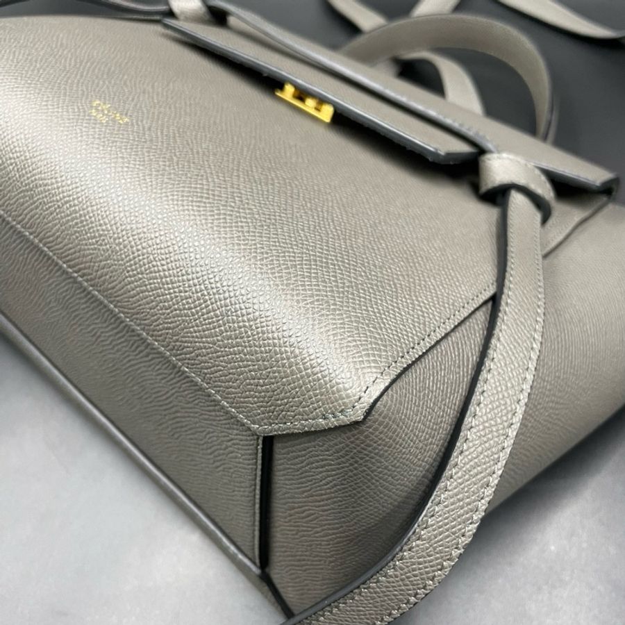 賽琳/Celine灰色BELT MICRO粒面牛皮鯰魚斜挎包 24*21 1-6