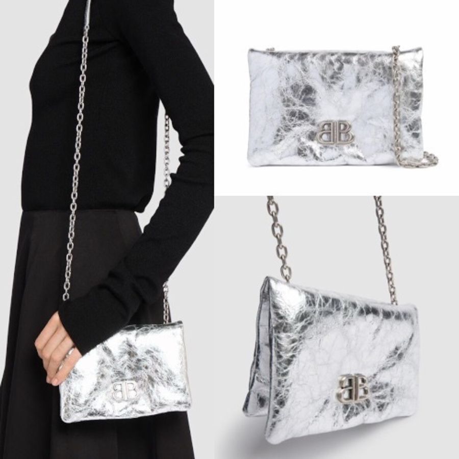 近新超甜價✨ 巴黎世家 BALENCIAGA Monaco 肩背包斜背包手拿包銀MONACO NANO-1