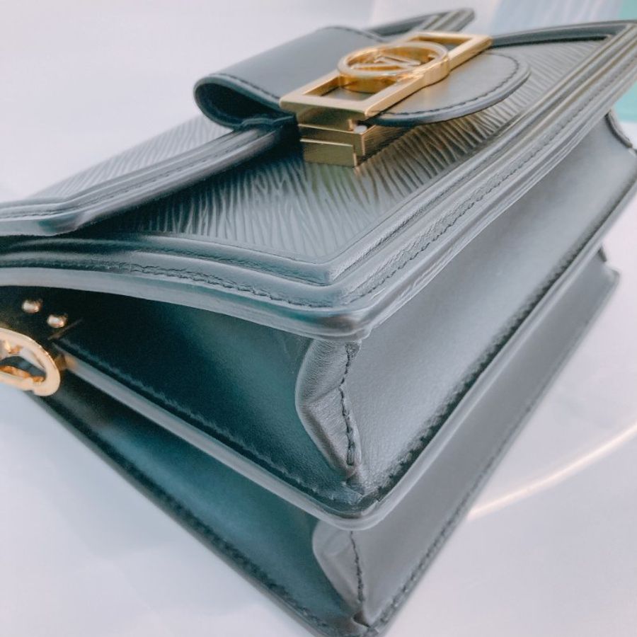 MS0754 Louis Vuitton 路易威登 水波紋 樹皮紋 迷你 兩用 黑色金扣 Mini Dauphine 19cm Epi Leather Black x GHW-5