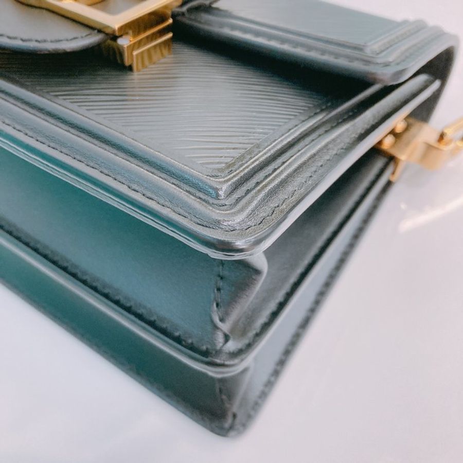 MS0754 Louis Vuitton 路易威登 水波紋 樹皮紋 迷你 兩用 黑色金扣 Mini Dauphine 19cm Epi Leather Black x GHW-6