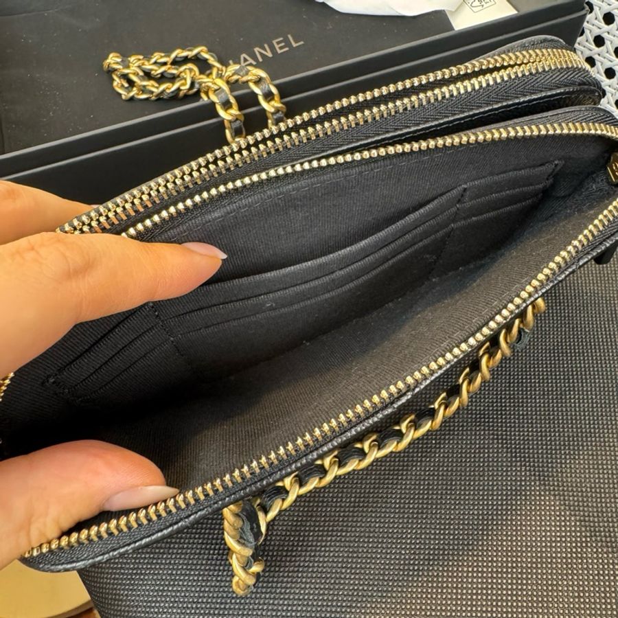 CHANEL香奈兒 金幣 荔枝紋手機包 98新-3