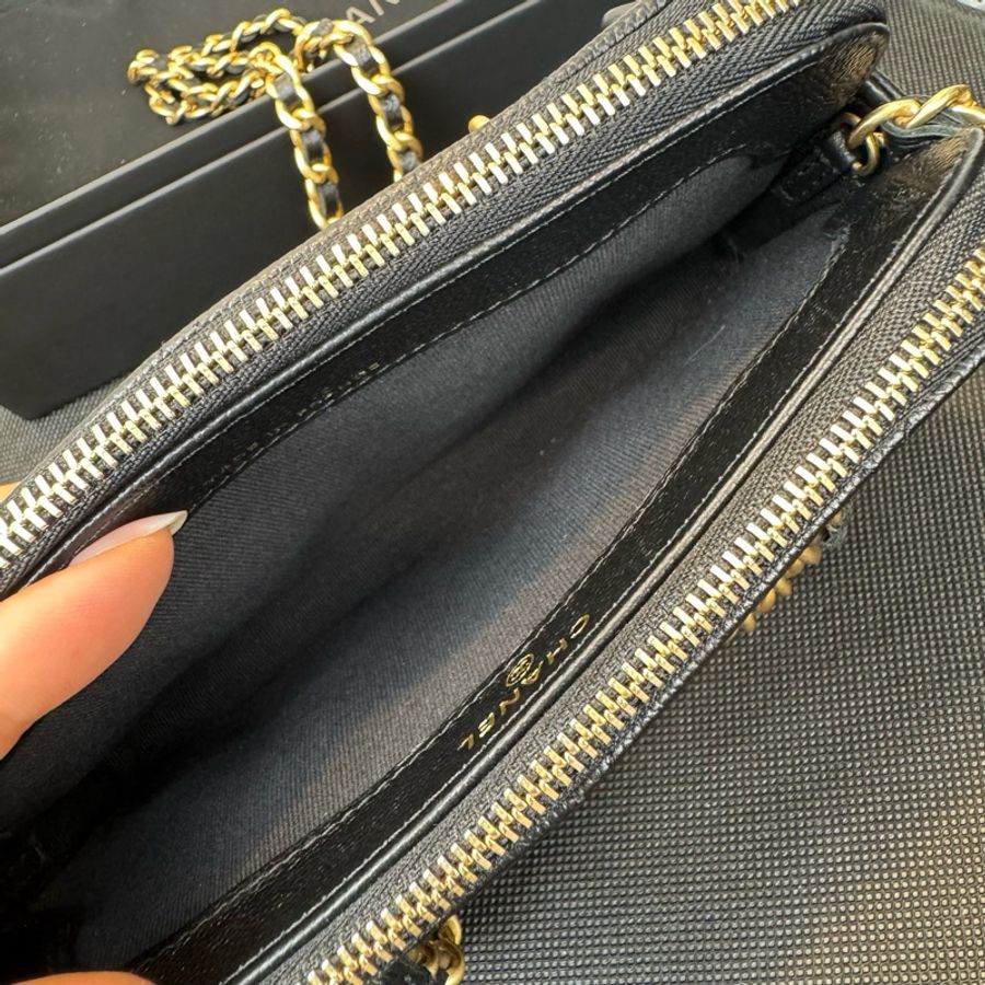 CHANEL香奈兒 金幣 荔枝紋手機包 98新-5