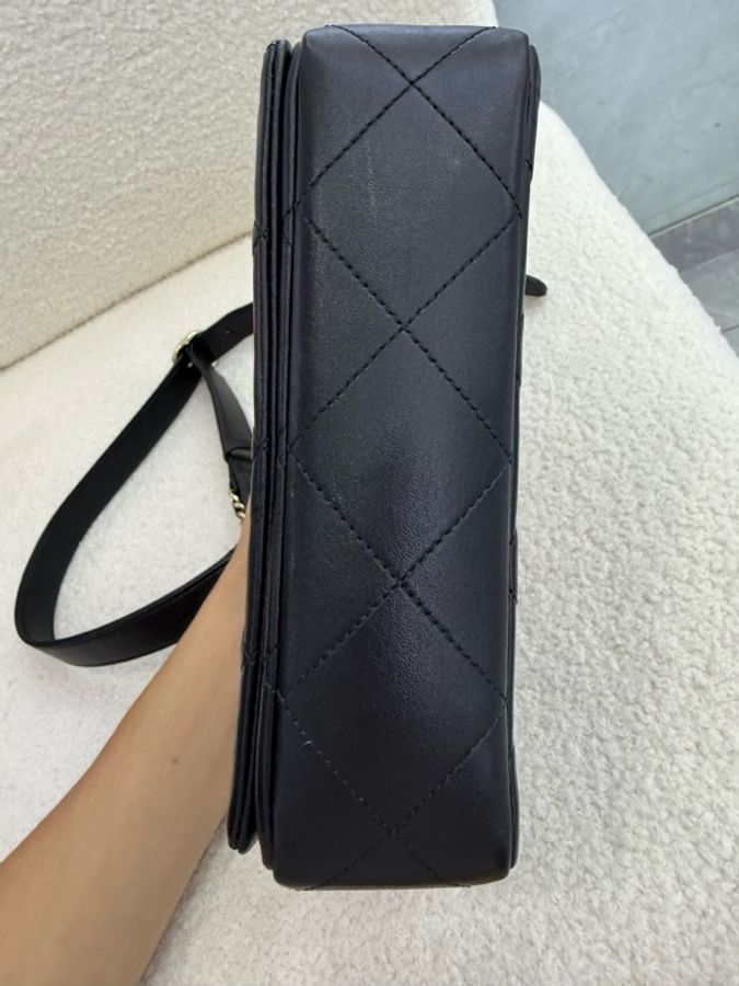 香奈兒/Chanel 黑金 瀑布鏈條 芯片 斜挎包 98新-4