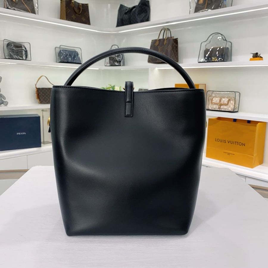 98新 YSL/聖羅蘭 LE37大號 黑金水桶包 可斜挎可單肩手提 23年編碼-3
