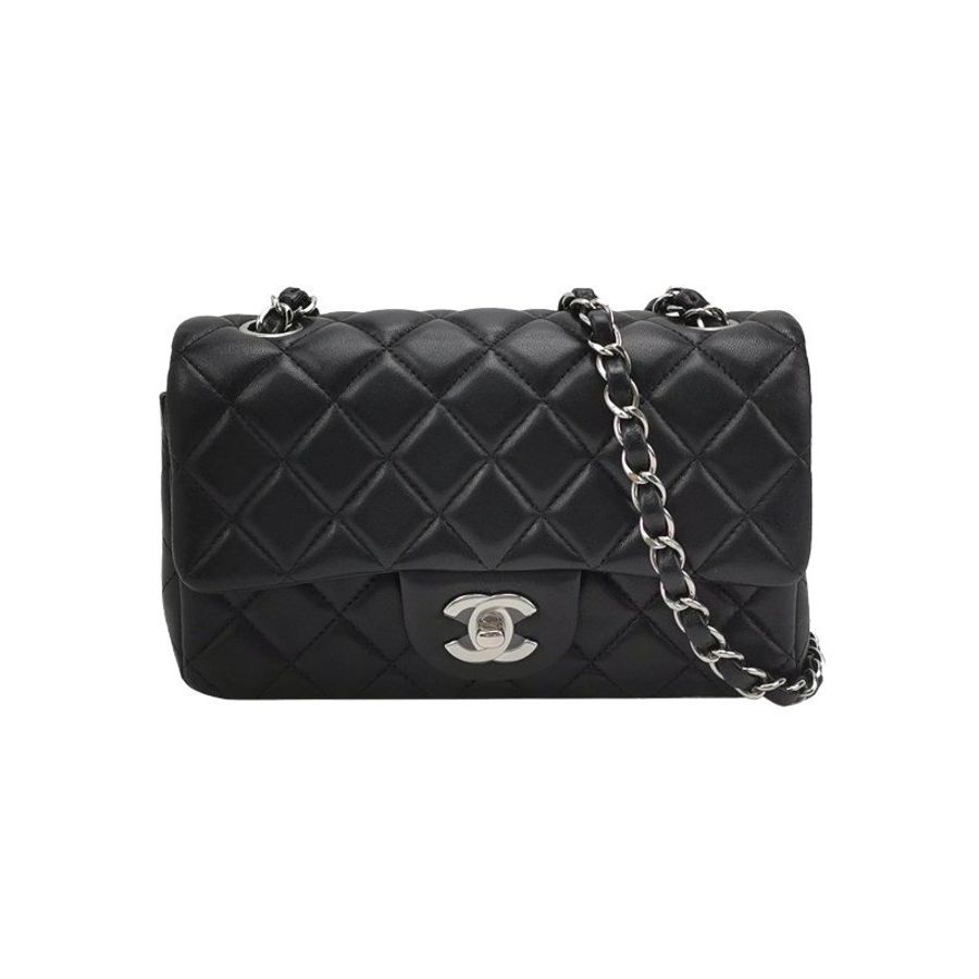 Chanel Classic Flap 經典款大mini羊皮菱格絎縫雙C扣皮穿鏈斜背包-0