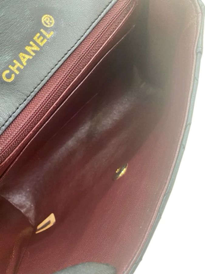 Chanel 黑金菱格纹双C扣雕花链条包-7